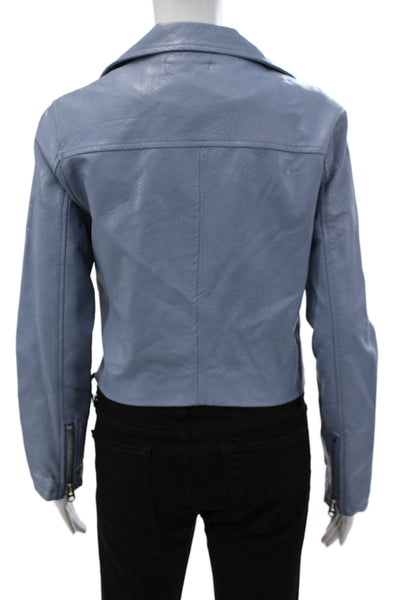 Brooklyn Karma Womens Biker Motorcycle Jacket Light Blue Size S