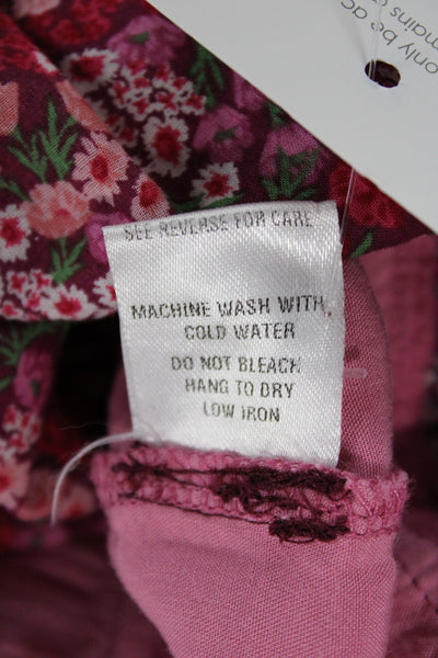 We're All Pretty Girls Womens Mini Sundress Pink Floral V Neck Cotton Size L