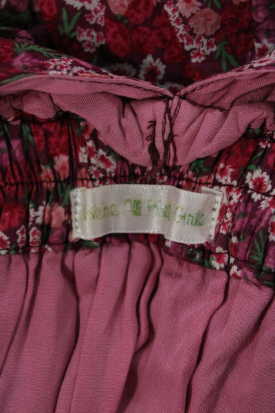 We're All Pretty Girls Womens Mini Sundress Pink Floral V Neck Cotton Size L