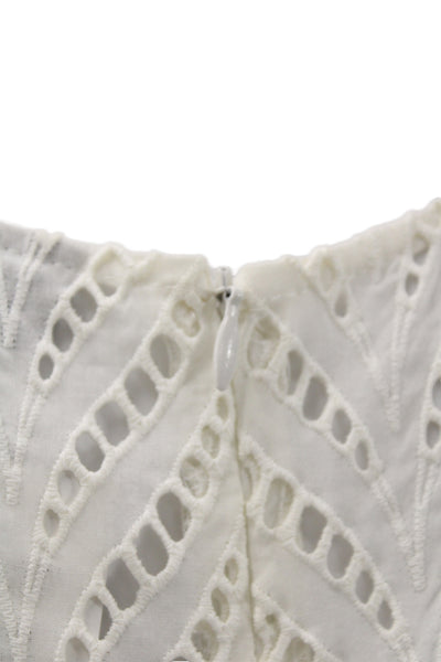 Bardot Womens Fit & Flare Sundress White Herringbone Crew Neck Size 10