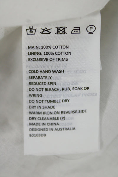 Bardot Womens Fit & Flare Sundress White Herringbone Crew Neck Size 10