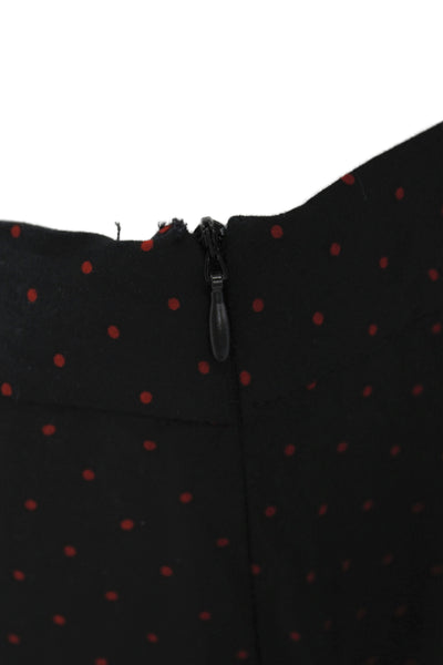 Zara Women Flare Polka Dot Viscose Midi Skirt Black Size L