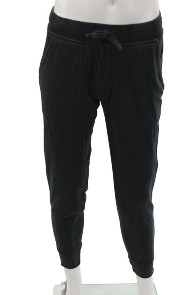 J Crew Mens Jogger Sweatpants Black Drawstring Rayon Blend Size S