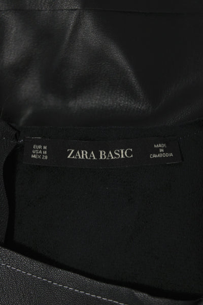 Zara Basic Women Biker Zip Polyurethane Tank Black Size M
