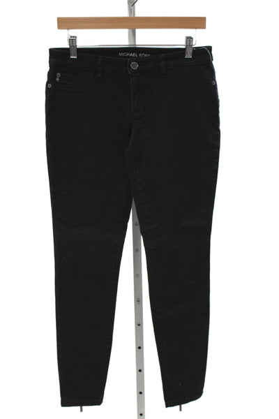 Michael Kors Women Ankle Skinny Black Jeans Mid Rise Button Size 6