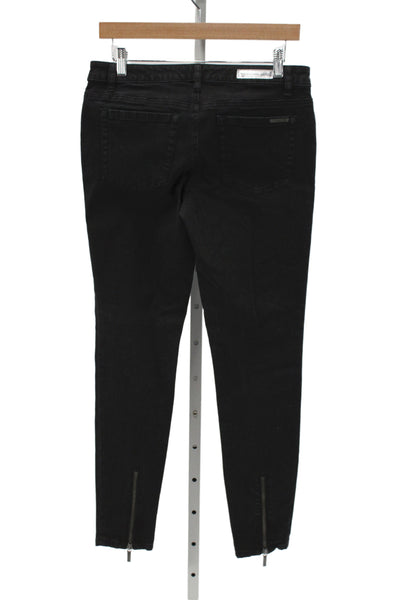 Michael Kors Women Ankle Skinny Black Jeans Mid Rise Button Size 6