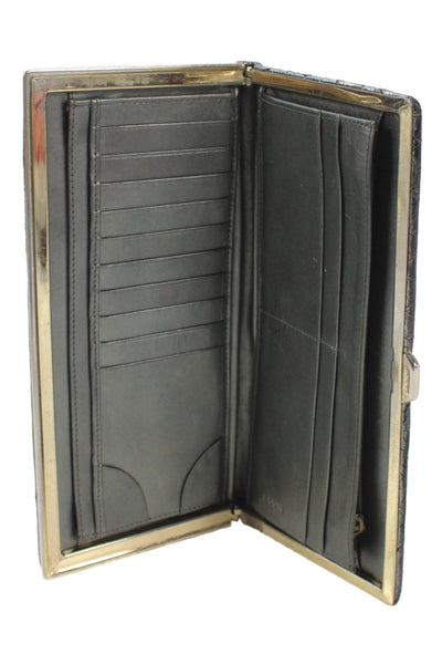 Lodis Womens Embossed Leather Multi-Compartment Wallet Black