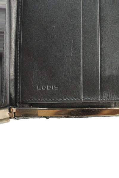 Lodis Womens Embossed Leather Multi-Compartment Wallet Black