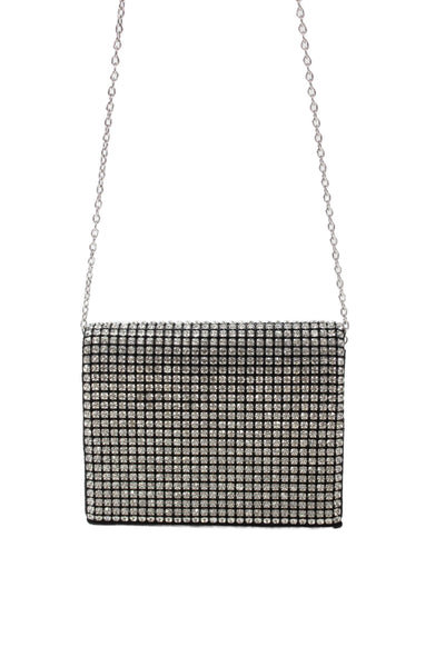 Jessica McClintock Womens Embellished Shoulder Bag Black
