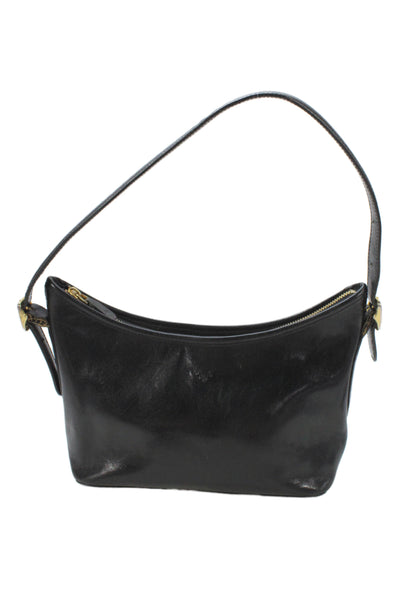 Monsac Womens Leather Zip Up Shoulder Bag Black