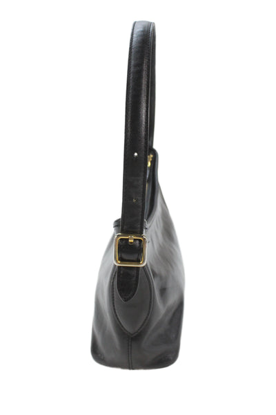 Monsac Womens Leather Zip Up Shoulder Bag Black