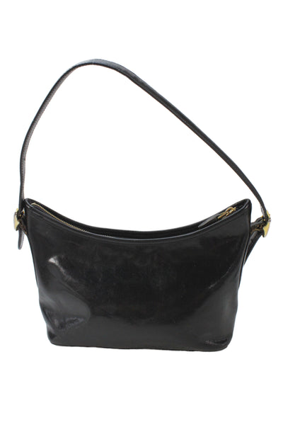 Monsac Womens Leather Zip Up Shoulder Bag Black