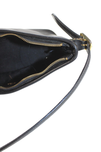 Monsac Womens Leather Zip Up Shoulder Bag Black