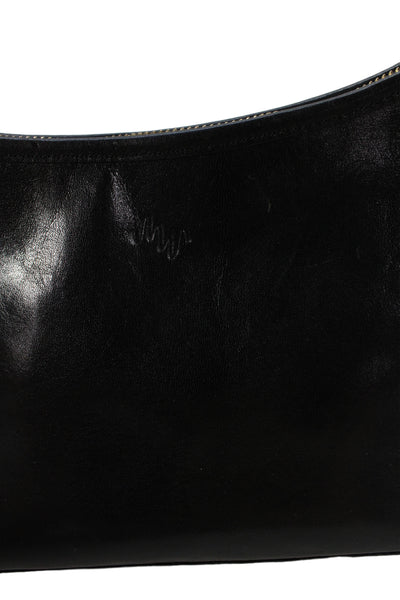 Monsac Womens Leather Zip Up Shoulder Bag Black