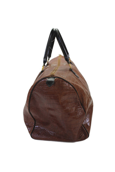 I Santi Unisex Adults Embossed Leather Zip Up Duffle Bag Brown