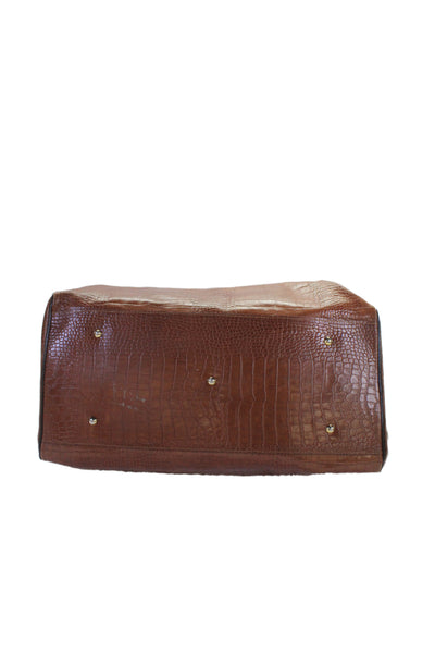 I Santi Unisex Adults Embossed Leather Zip Up Duffle Bag Brown