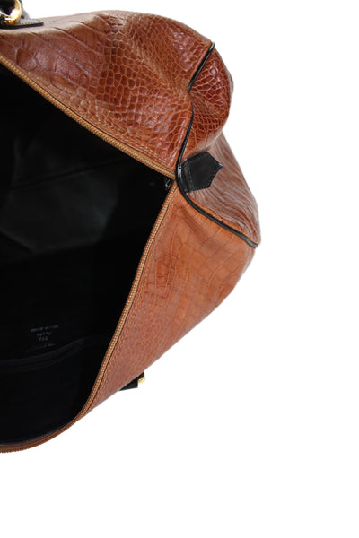 I Santi Unisex Adults Embossed Leather Zip Up Duffle Bag Brown