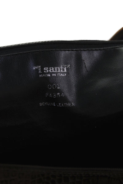 I Santi Unisex Adults Embossed Leather Zip Up Duffle Bag Brown