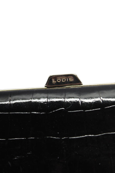 Lodis Womens Embossed Leather Multi-Compartment Wallet Black