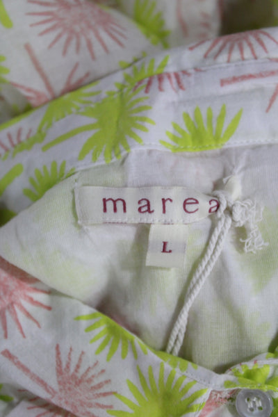 Marea Women Floral Collared Shirt Dress Long Sleeve Pink Midi Size L
