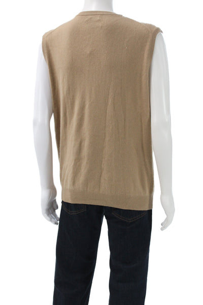 Joseph & Lyman Mens V Neck Sleeveless Cashmere Sweater Vest Tan Size XL