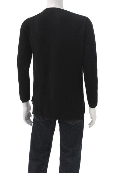 Manrico Cashmere Men Henley Black Cotton V-Neck Button Sweater Size 42