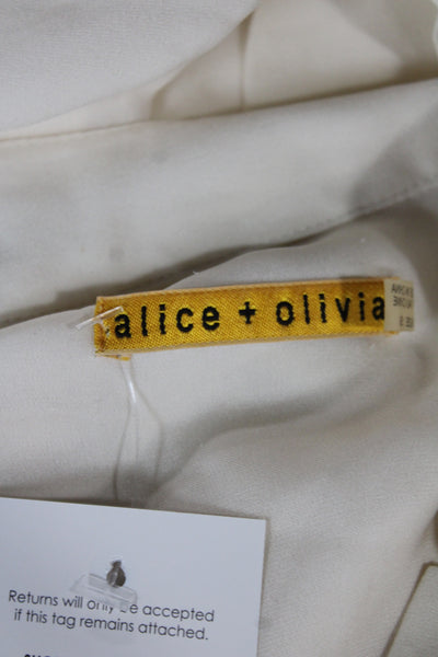 Alice + Olivia Womens Silk Blouson Shirt Dress Beige 3/4 Sleeve Size S