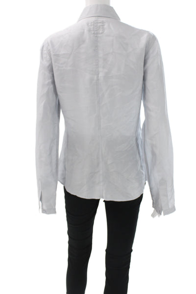 Go Silk Women Collared 100% Silk Button-Up Long Sleeve Gray Size S