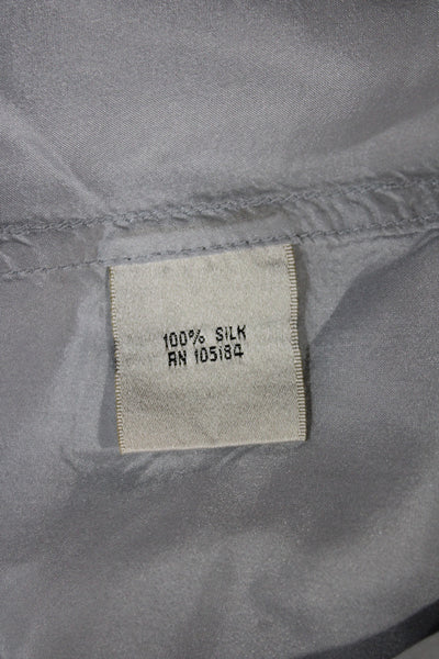 Go Silk Women Collared 100% Silk Button-Up Long Sleeve Gray Size S