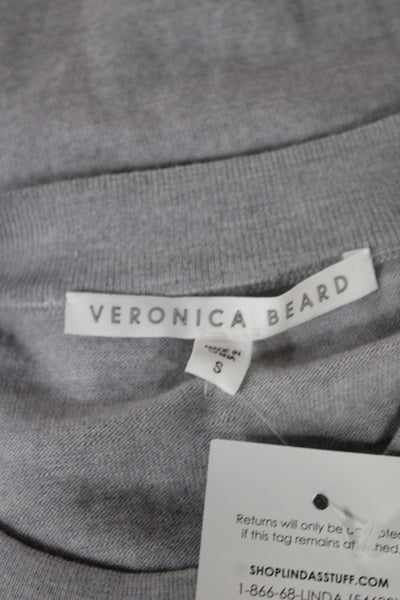 Veronica Beard Women Basic Merino Wool Crew Neck Longsleeve T-Shirt Gray Size S