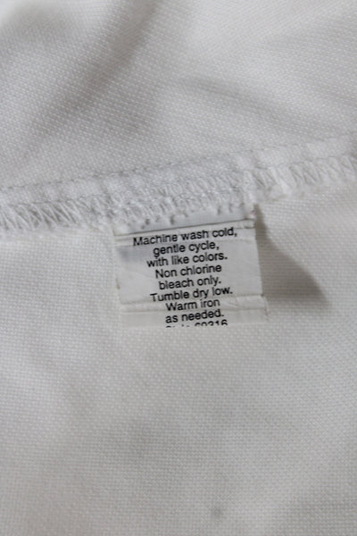 J Crew Women Solid White Collared Short Sleeve Button-Up Cotton Size 4