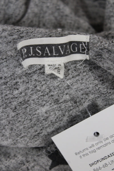 PJ Salvage Womens Pullover Hoodie Gray Stars Drawstring Long Sleeve Size M