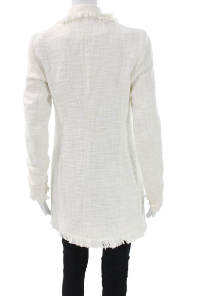 Carolina Belle Womens White Cotton Collared Blazer Button Long Sleeve Size XS
