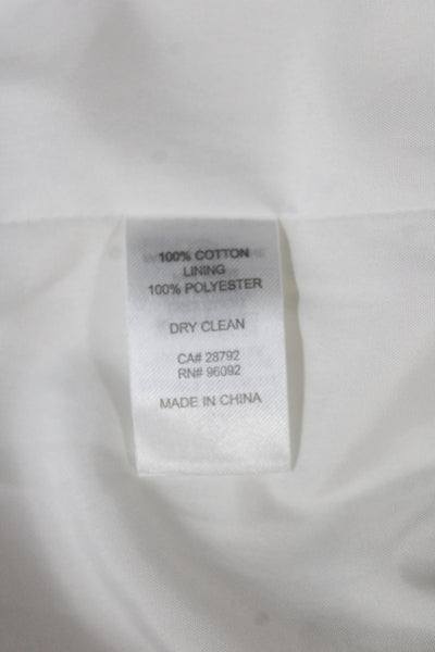 Carolina Belle Womens White Cotton Collared Blazer Button Long Sleeve Size XS