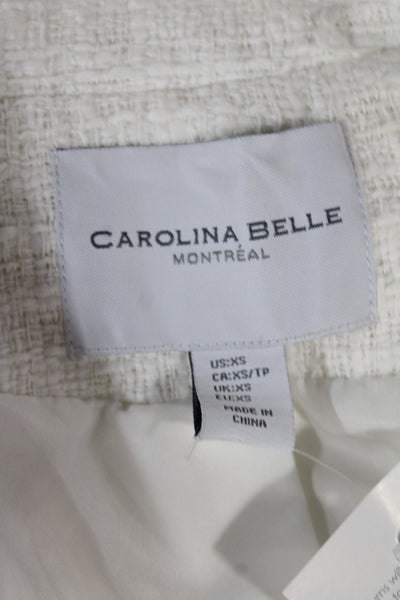 Carolina Belle Womens White Cotton Collared Blazer Button Long Sleeve Size XS
