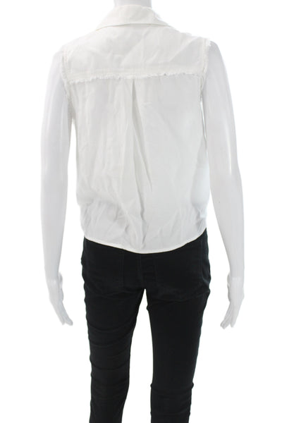 Bella Dahl Women White Collared Sleeveless Button Up Blouse Cotton Size S