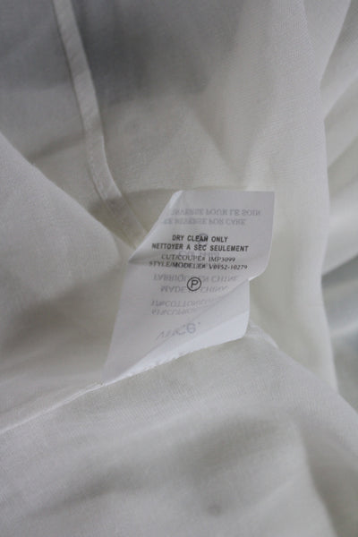 Vince Womens Basic Collared Button Up Blouse White 3/4 Sleeve Cotton Size S