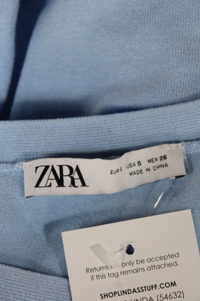 Zara Unisex Cardigan Light Blue V Neck Button Long Sleeve Size S