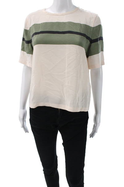Equipment Femme Women Basic Striped Cotton Roundneck Short Sleeve Blouse Size S
