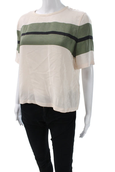 Equipment Femme Women Basic Striped Cotton Roundneck Short Sleeve Blouse Size S
