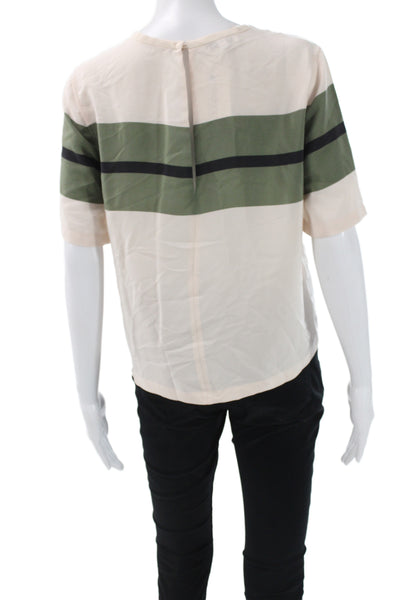 Equipment Femme Women Basic Striped Cotton Roundneck Short Sleeve Blouse Size S