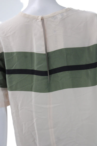 Equipment Femme Women Basic Striped Cotton Roundneck Short Sleeve Blouse Size S