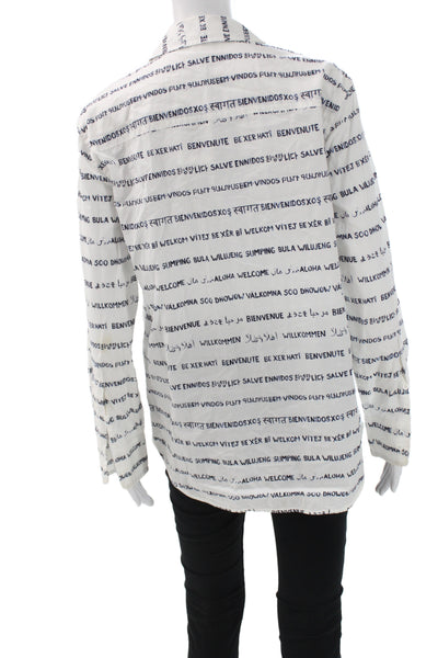 Equipment Femme Women White Button-Up Viscose Blouse Long Sleeve Quote Size S