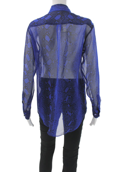 Equipment Femme Women Collared Snake Print Button-Up Blouse Long Sleeve Size XS