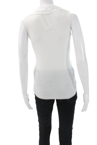 D. Exterior Women Sleeveless Merino Wool Button Solid Designer Blouse Size M