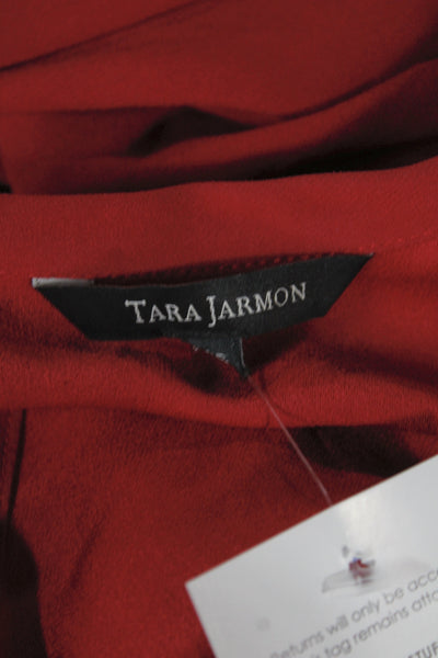 Tara Jarmon Women Red Polyester Round Neck Short Sleeve Designer Blouse Size 36