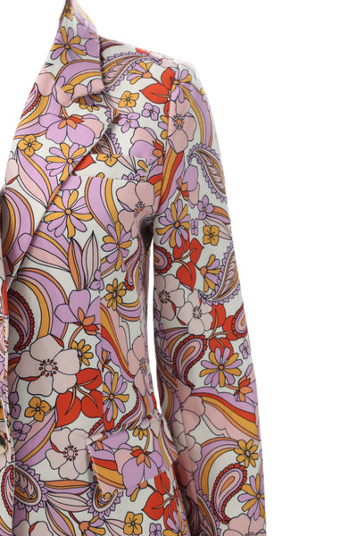 Seven Wonders Women Pink Floral Paisley Collared Blazer Long Sleeve Size 4