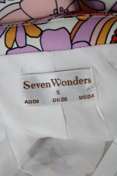 Seven Wonders Women Pink Floral Paisley Collared Blazer Long Sleeve Size 4