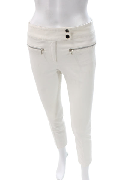 Veronica Beard Womens Cropped Ankle Pants White Button Closure Size 4