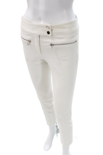 Veronica Beard Womens Cropped Ankle Pants White Button Closure Size 4